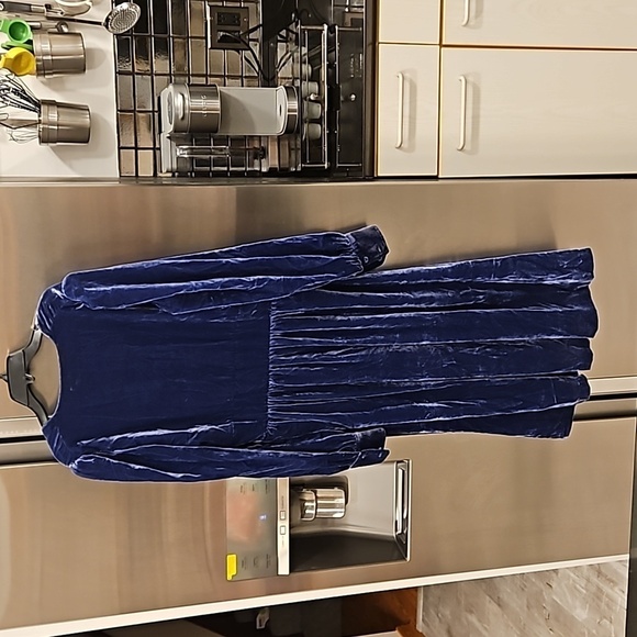 💕BODEN💕 Velvet Midi Party Tea Dress ~ Sea Blue US 8 NWT - Picture 10 of 16